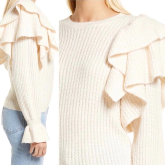 Rachel Parcell Sweaters - Pointelle Ruffle Sweater